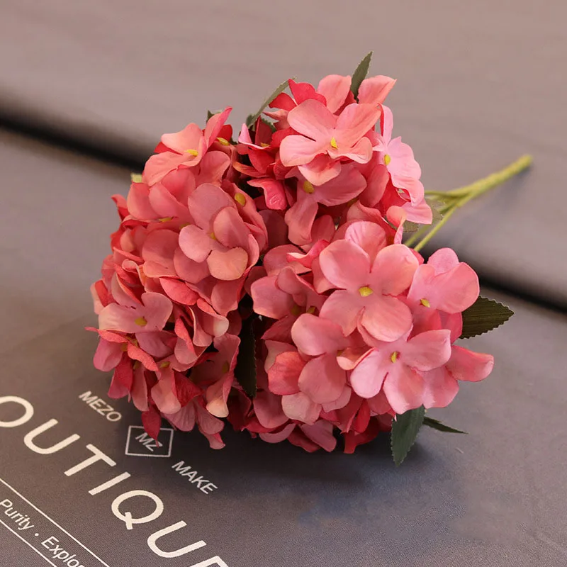 

6 Heads Hydrangea Artificial Flowers Fake Flower Small Bouquet For Wedding Party Home Decoration Silk Flowers 8 colors