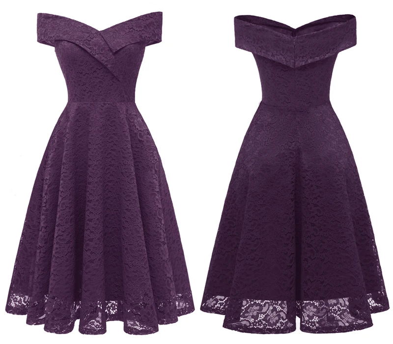 Tonval, винтажное фиолетовое платье, сексуальное, v-образный вырез, с открытыми плечами, женское платье для вечеринки, элегантное, цветочное, кружевное, женские платья