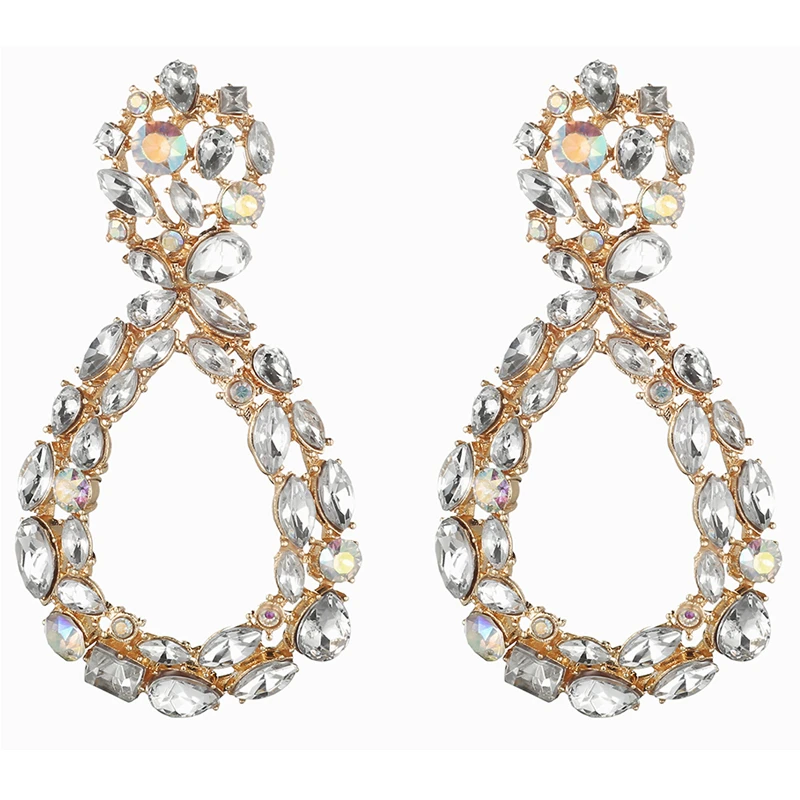 Pendientes De Gotas De Cristal Grandes Para Mujeres De Moda Pendientes De Gotas De Cristal Grandes Para Mujeres De Moda