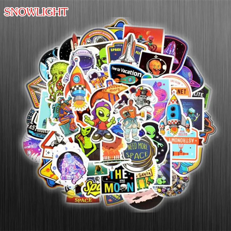 50PCS Outer Space Stickers Alien UFO Astronaut Rocket Ship Planet for Mobile Phone Laptop Luggage Skateboard Bike Car Stickers