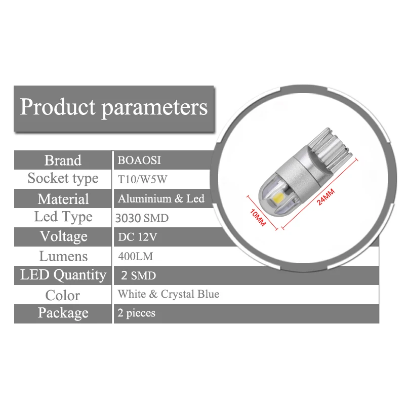 2x Canbus клина автомобиля W5W T10 светодиодный 3030 SMD Автоматическая лампочка для peugeot 307 206 301 207 2008 508 301 3008 406 507 208