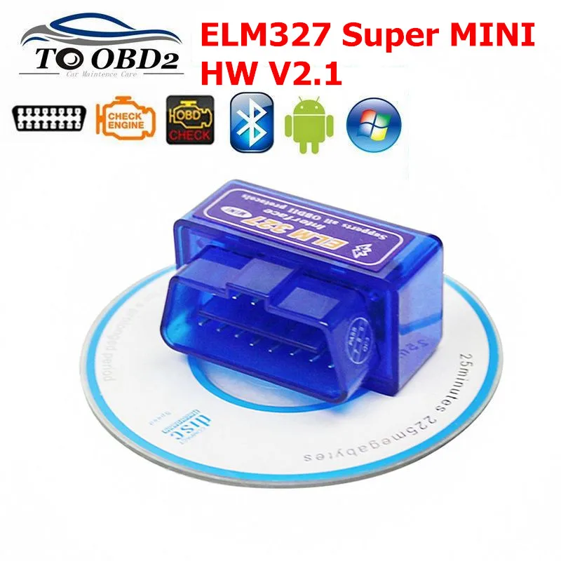 Super Mini ELM 327 Bluetooth OBD2 ELM-327 V2.1 Elm 2 1 автомобильный диагностический инструмент для Android