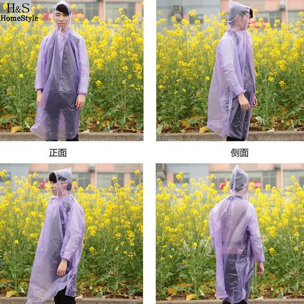

Poncho Hooded Unisex Raincoat Thin Disposable Disposable Waterproof Emergency