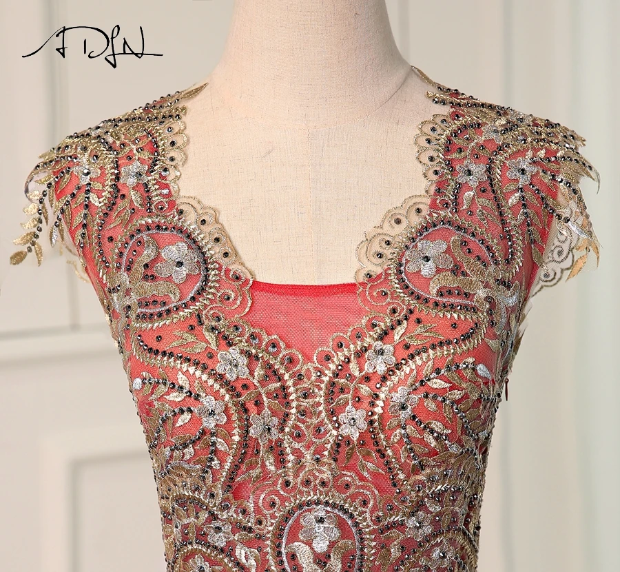 ADLN роскошное вечернее платье с v образным вырезом robe de soiree золотые вечерние