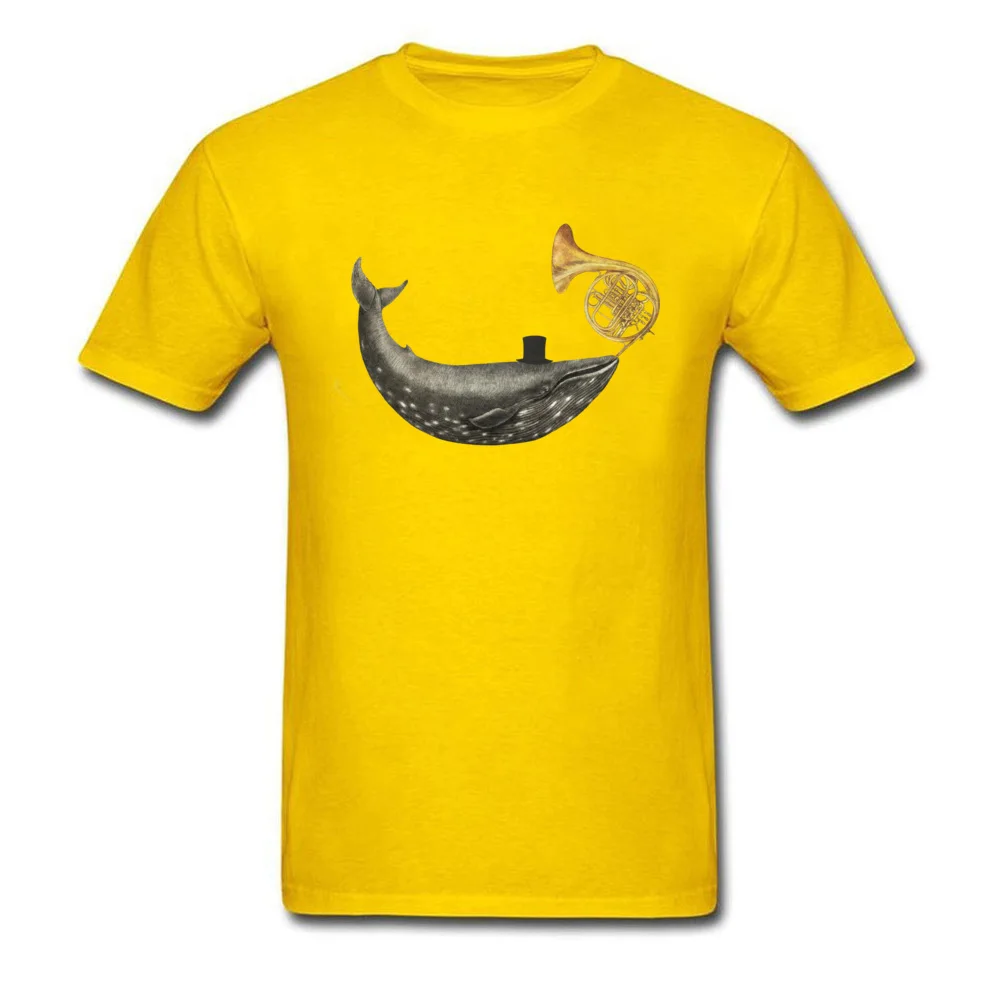 Tops Shirt Whale Song T Shirt Summer Fall 2018 Fashion Printed Short Sleeve Pure Cotton Round Collar Men Tshirts Printed Whale Song yellow