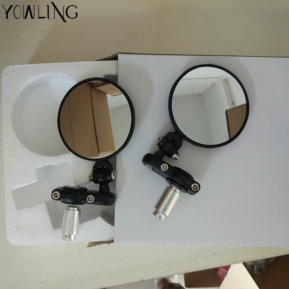 Black Glass Universal Motorcycle Mirror Bar End Rearview Mirrors Side Mirror For Harley Yamaha Honda Suzuki KTM Retrovisor Moto