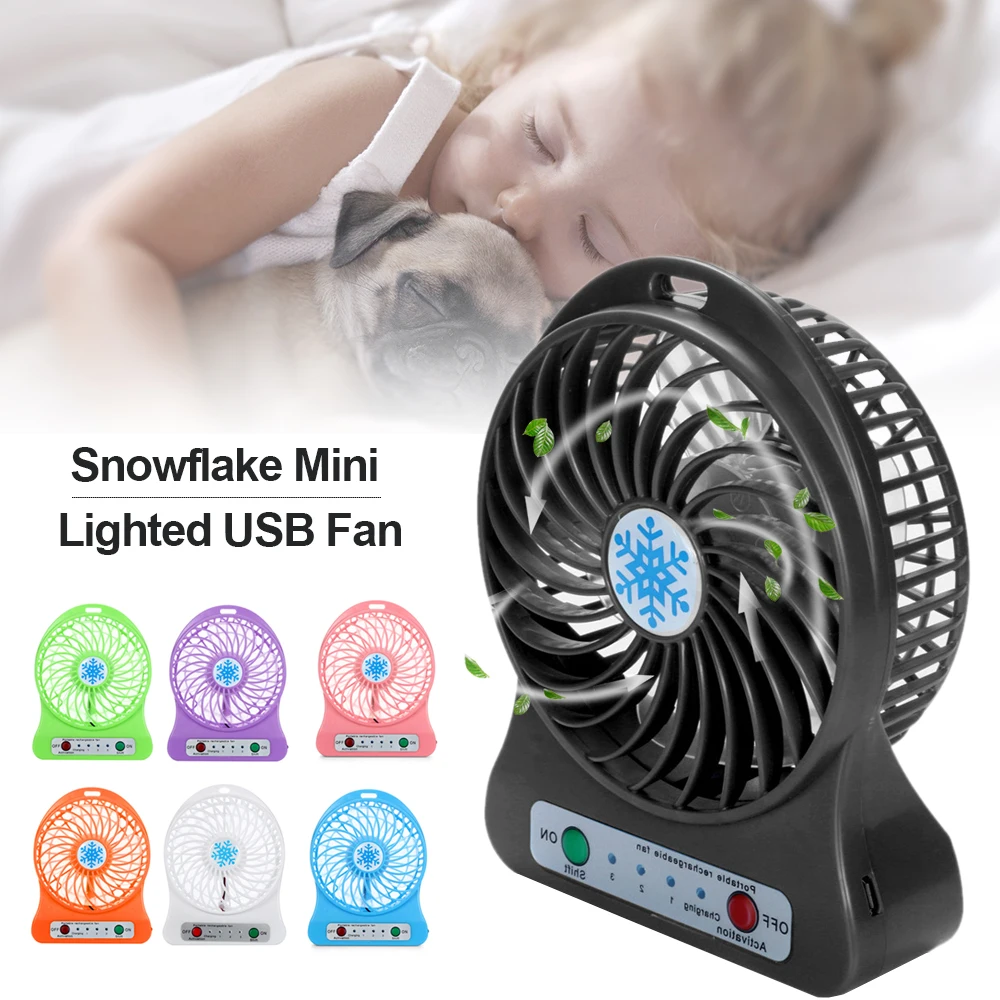 

Portable Mini USB Fan Rechargeable LED Light Desk Office Hand Gadgets Cool Air Cooler 18650 Battery Adjustable Small Fan