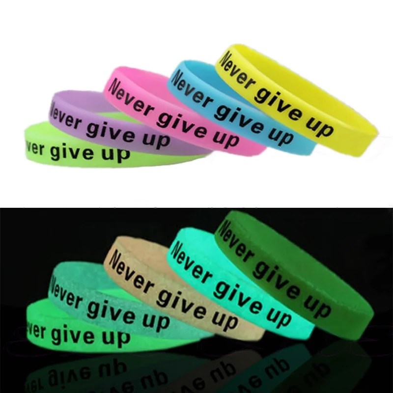 5 Colors Silicone Rubber Elasticity Sport Wristband Cuff Bracelets Bangles for Women Men Popular Luminous Accessories 18-20cm | Украшения и