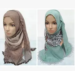 Модные арабские мусульманские женщины двойной шифон шарф-хиджаб