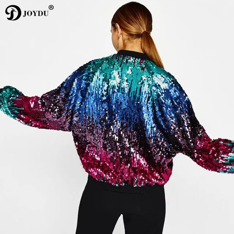Goede JOYDU Chic Gradient Kleur Merk Jas Vrouwen Mode Jas 2018 Nieuwe Lente Europa Pilot Bomber Jas jas vrouwelijke casaco feminino