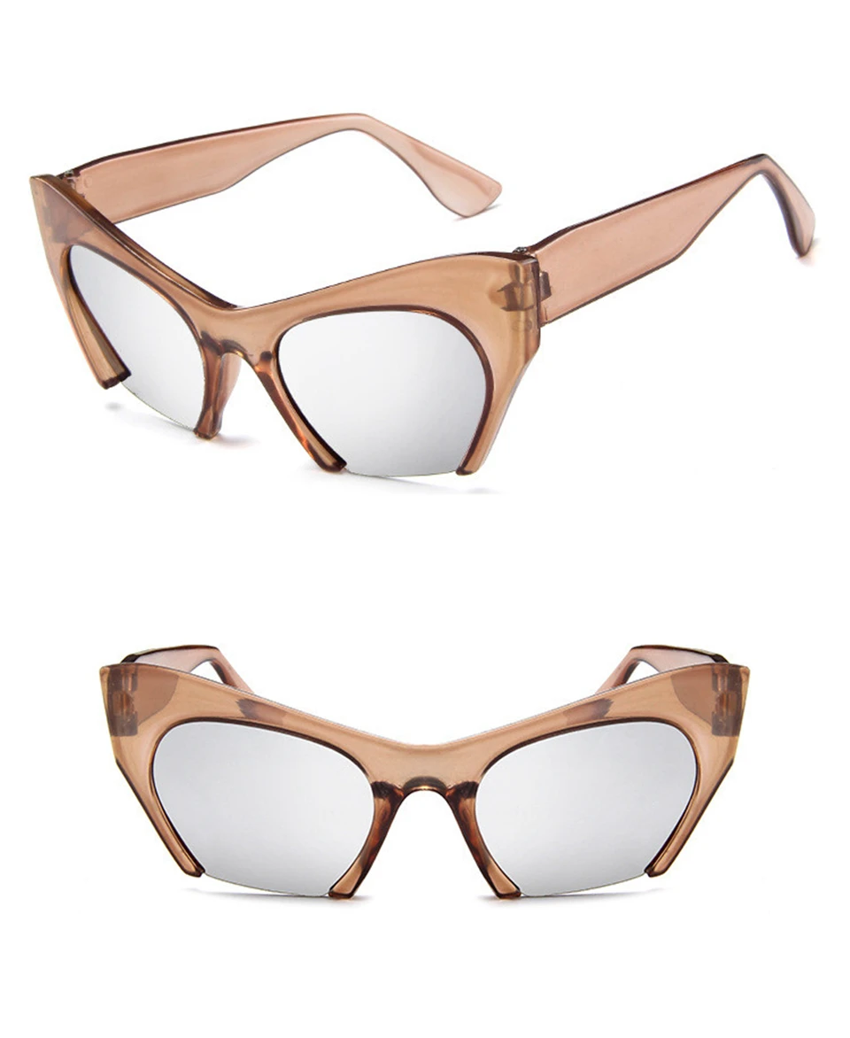  2018 Sexy Cat Eye Glasses Half Frame Black Clear Sunglasses WomenFrame Vintage Black Sunglasses Transparent Shades Ladies UV400 (12)
