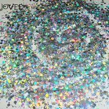 Смешанный Блеск 30 грамм голографический лазер серебро устойчив к растворителям шестигранные полоски Spangles форма для гель лак для ногтей украшения