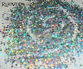 

Mix Glitter 30gram Holographic Laser Silver Solvent Resistant Hexagon Strips Spangles Shape for Gel Nail Art Polish Decoration