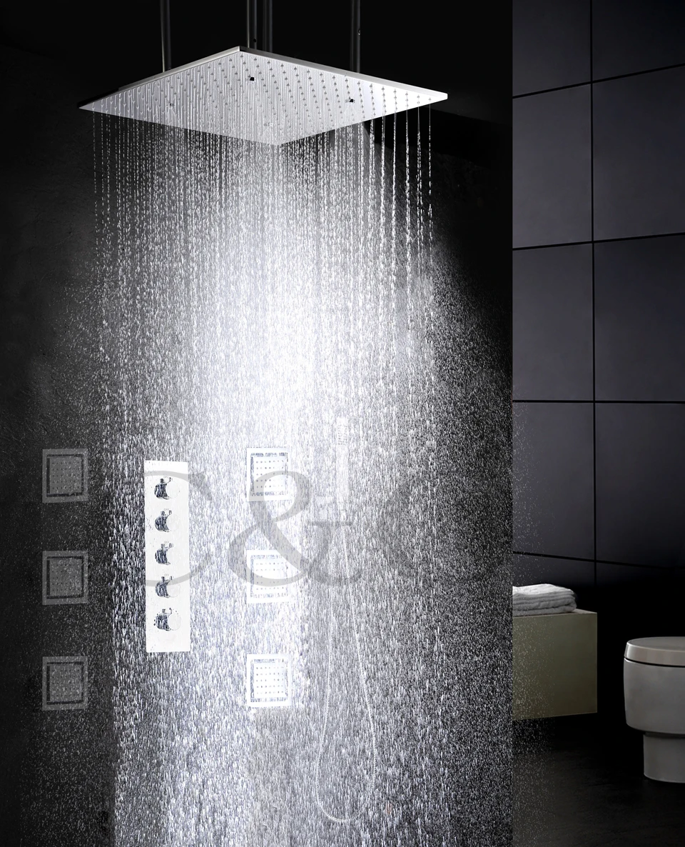 Rainfall Bathroom Shower Set 4 Water Functions Work Together Or