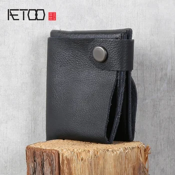 

AETOO Men's leather wallet head layer cowhide handmade money clip