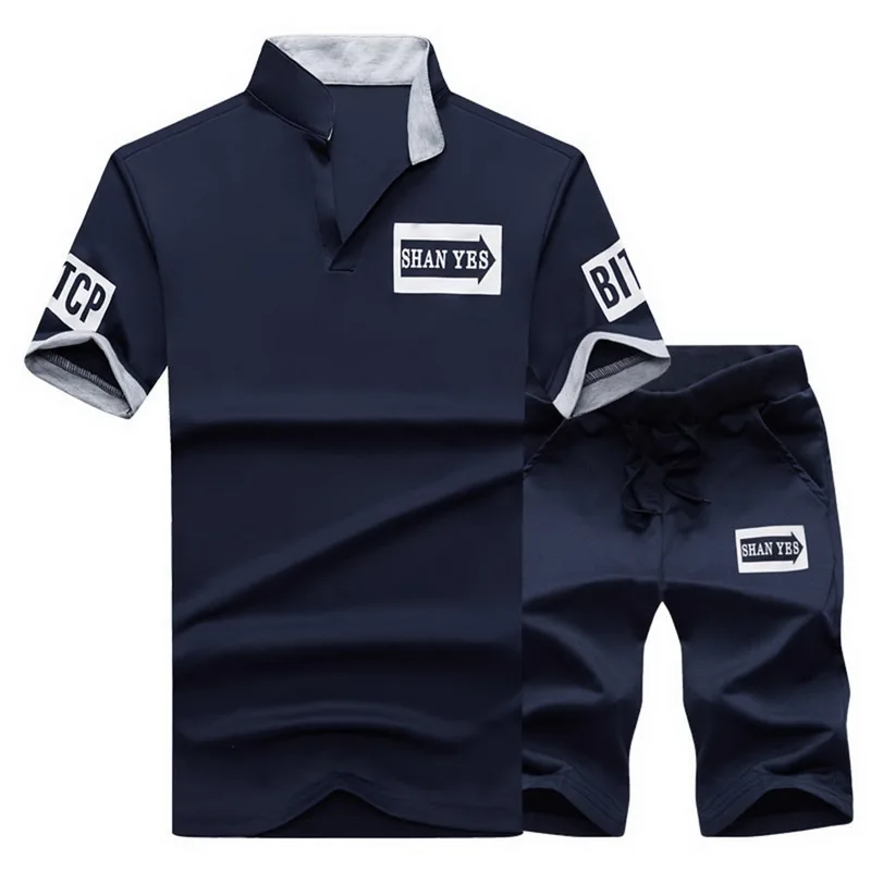 

Litthing 2019 Sportsuit Men Suits Summer 2PC Breathable Short Set Men's Design Fashion T-shirt Shorts Tracksuit Set Trending