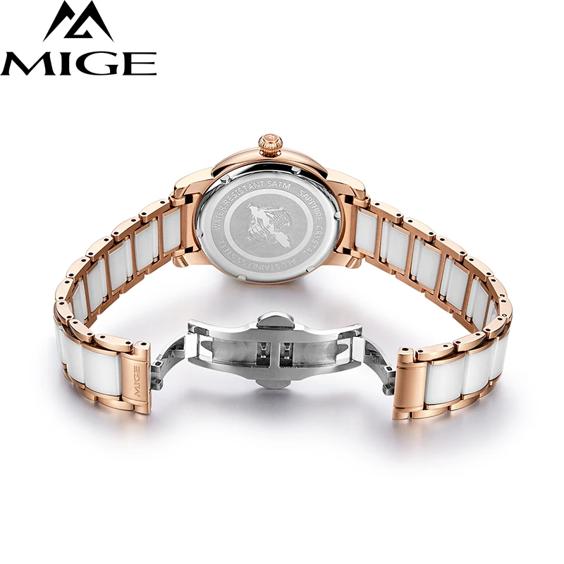 Новинка 2017 Лидер продаж женские керамические часы Mige модные водонепроницаемые с