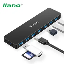 Llano 7 портов USB 3,0 концентратор портативный USB3.0 сплиттер адаптер с микро usb питания для ноутбука