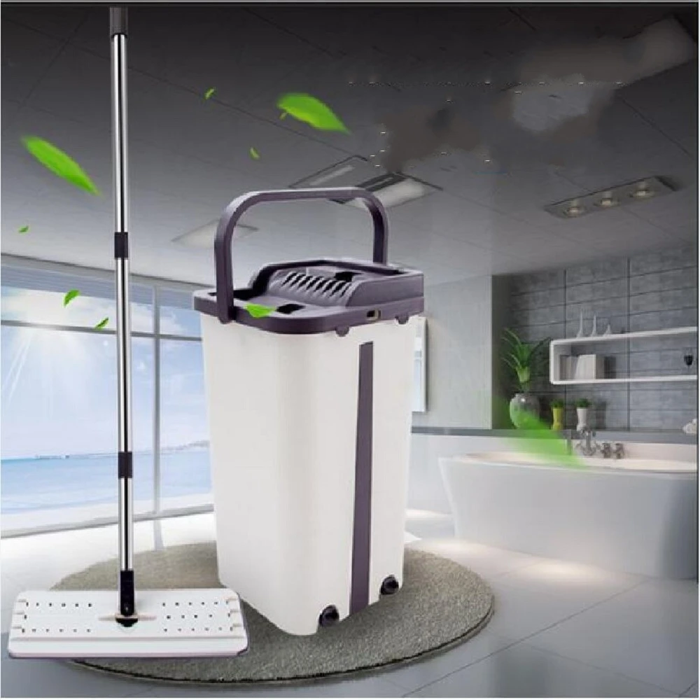 

Flat Squeeze Mop and Bucket Hand Free Wringing Floor Cleaning Microfiber Mops Pads Wet Dry Hardwood Laminate Tile Household Tool