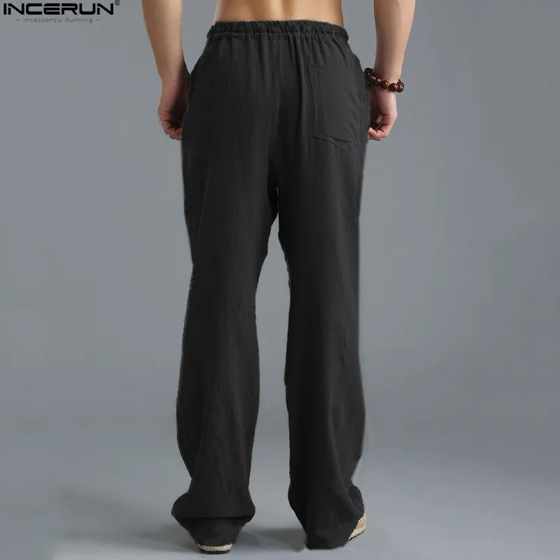 Spring Summer Men Pants Casual Mens Business Trousers Thin Linen Loose Elastic Waist Chinese Style Pants Straight Trousers Men