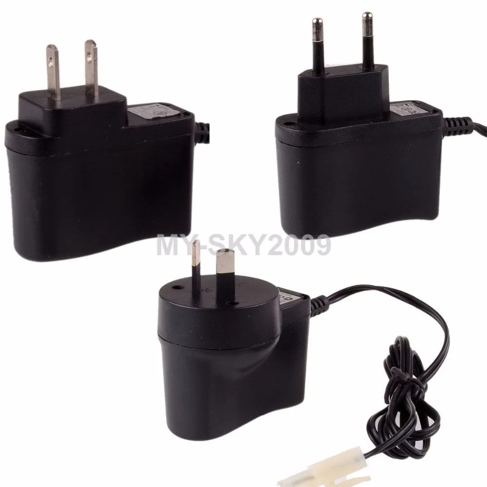 

AC 100V-240V DC 7.2V 500mA EU/US/AU plug charger small tamiya male connector NiMH NiCD battery