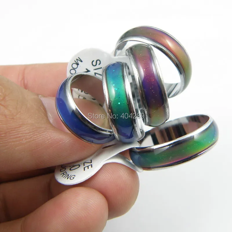 Фото Хорошее качество! 10 шт. 6 мм толстые кольца для настроения Меняющие цвет кольцо
