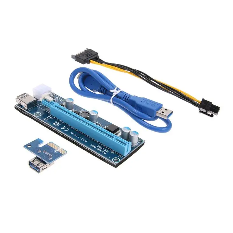 PCI-E 1X до 16X переходник адаптера+ USB 3,0 кабель 15Pin SATA до 6Pin IDE molex кабель питания низкая цена