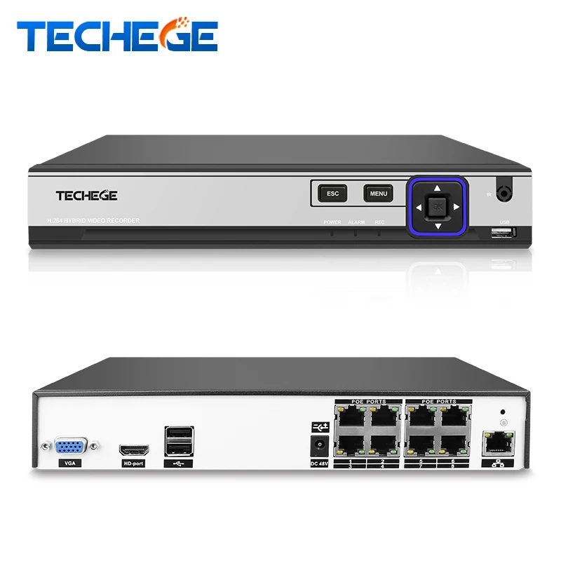 Techege 4CH 8CH 48 V PoE NVR CCTV IEE802.3af 52 4/8CH POE ip камера видеонаблюдения с поддержкой Wi Камера