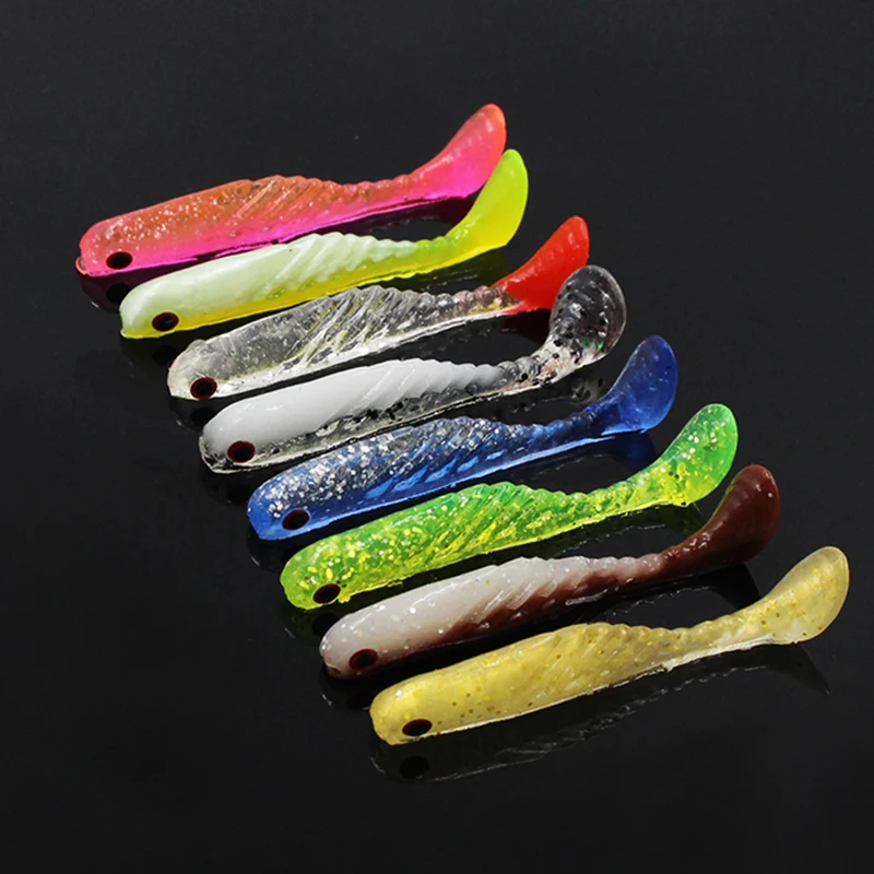 

6pcs 6.5cm/2.8g Artifical Panfish Lure Silicone bait Spinners trout soft floating 3D eyes Sea Carpe fishing soft lure