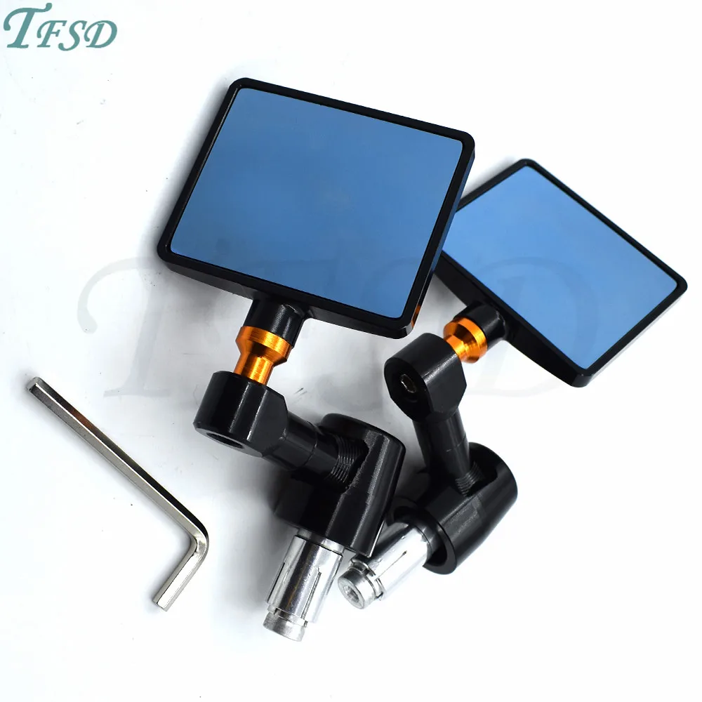 

7/8"22mm Universal square Motorcycle Bar End Rearview Mirrors Rear View Handle Side Mirrors CNC Aluminum For Yamaha Kawasaki