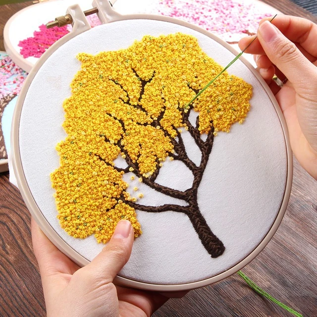 DIY Bouquet Series Embroidery Kit Flowers Plants Pattern Cross Stitch Kits  With Embroidery Hoops For Thanksgiving Mother Day - AliExpress