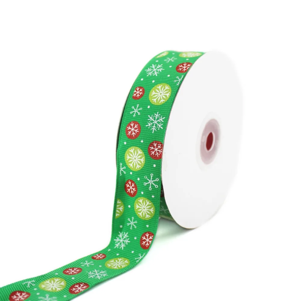 

Green Color Grosgrain Printed Red Watermelon Snowflakes Ribbon 1" 25 mm Handmade Gift DIY Crafts Tape