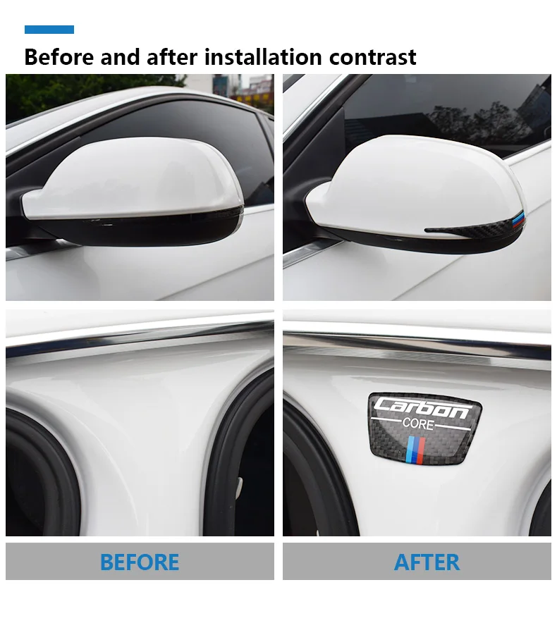 Carbon Fiber Car Rearview Mirror Stickers Anti-collision Strips B-pillar for BMW E90 E60 F30 F34 F10 F20 X1 X3 X4 X5 X6 (3)