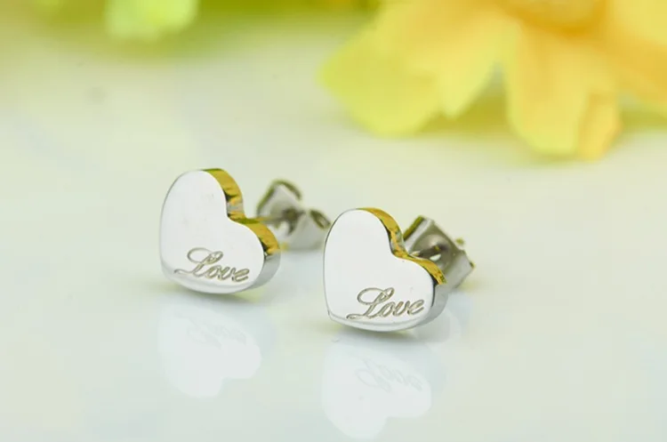Женские серьги гвоздики в форме сердца из нержавеющей стали|fashion stud earrings|stud