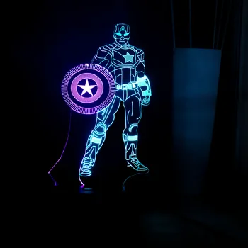 

Novel Marvel Series Figure Super Hero Cool Captain America Creative DEC Home Bedroom Atmosphere LED Table Lamp Boy Holiday lamp