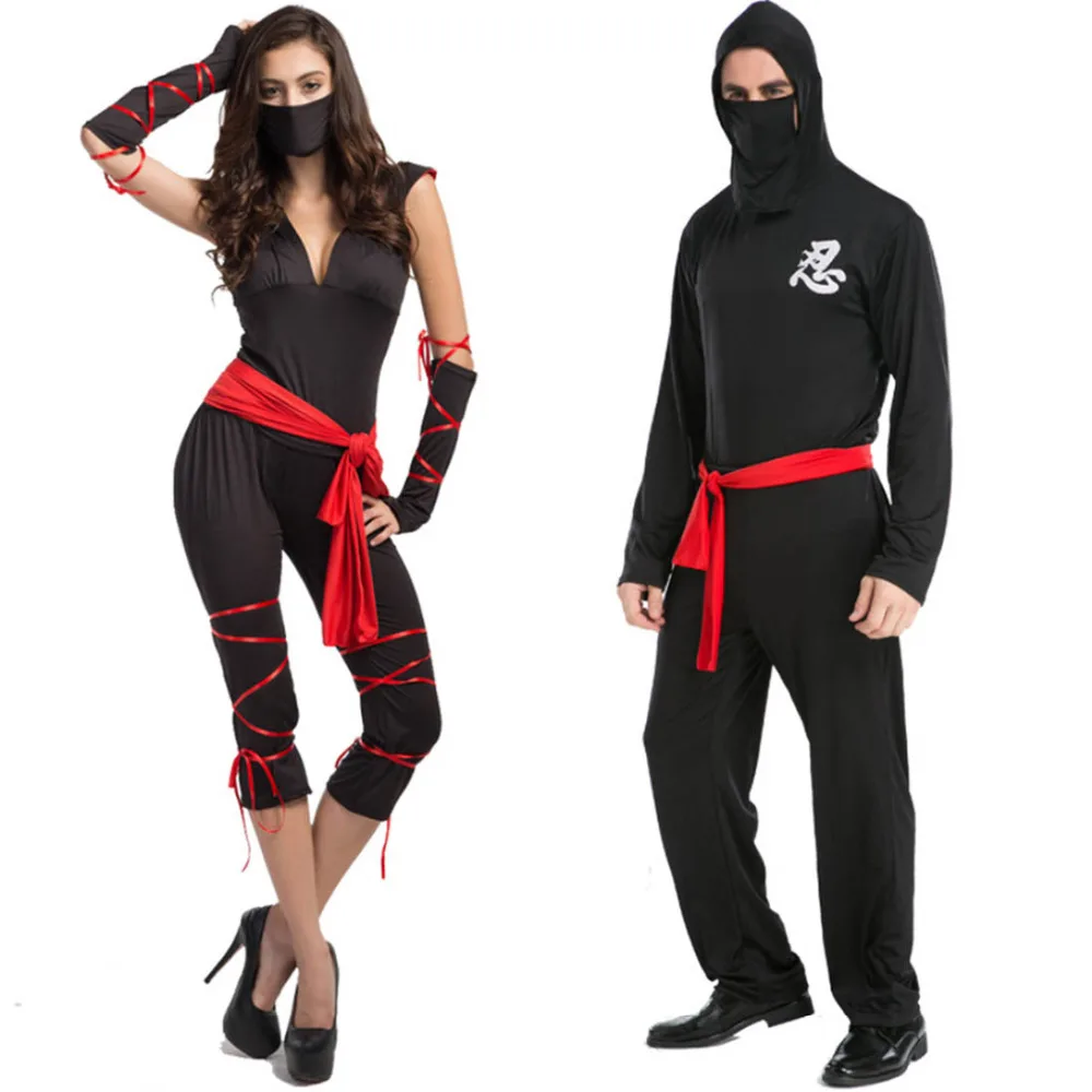 Ninja Costume Couple Costume Masquerade Party Halloween Costumes for Women Adult Men Ninja