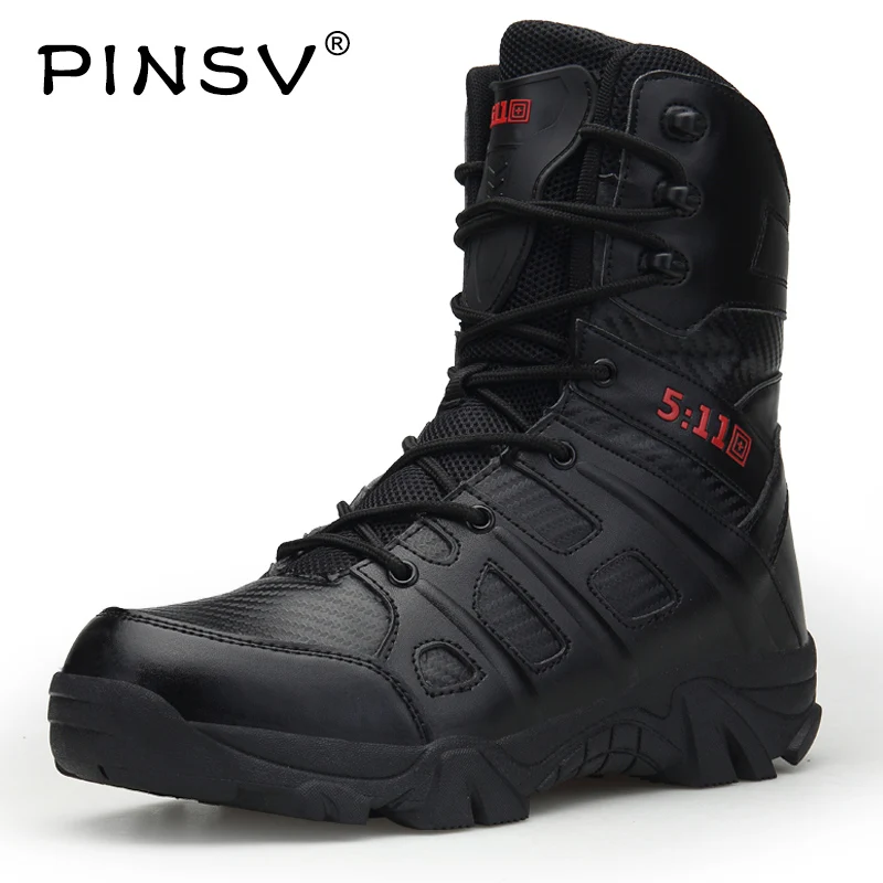 

PINSV Men Desert Military Tactical Boots Fashion Casual Shoes Mens Work Combat Boots Army Outdoor Hiking Boot Size 39-47