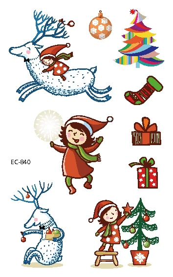 EC831-845, новинка, Мультяшные, для детей, для Счастливого Рождества, для нового года, Временные татуировки, наклейки, боди-арт, поддельные, флеш-тату - Цвет: EC-840