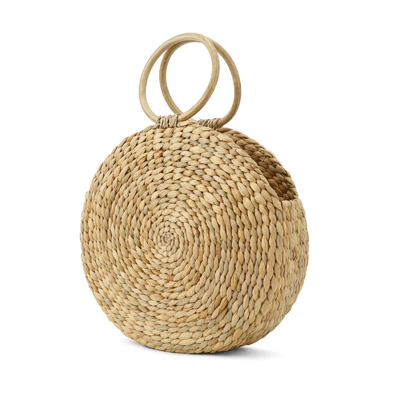 

Beach bag round straw totes basket bucket bag summer bags women handbag braided 2018 new high quality Rattan Bag
