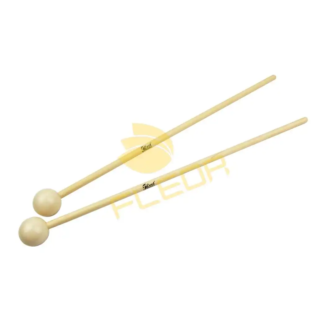 1Pair Glockenspiel Mallets Xylophone Sticks White Medium Hard Head
