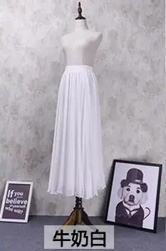 Отличное качество 2 слоя шифон большой круг богемский Стиль Повседневная Макси юбка женская модная пляжная длинная юбка - Цвет: Белый