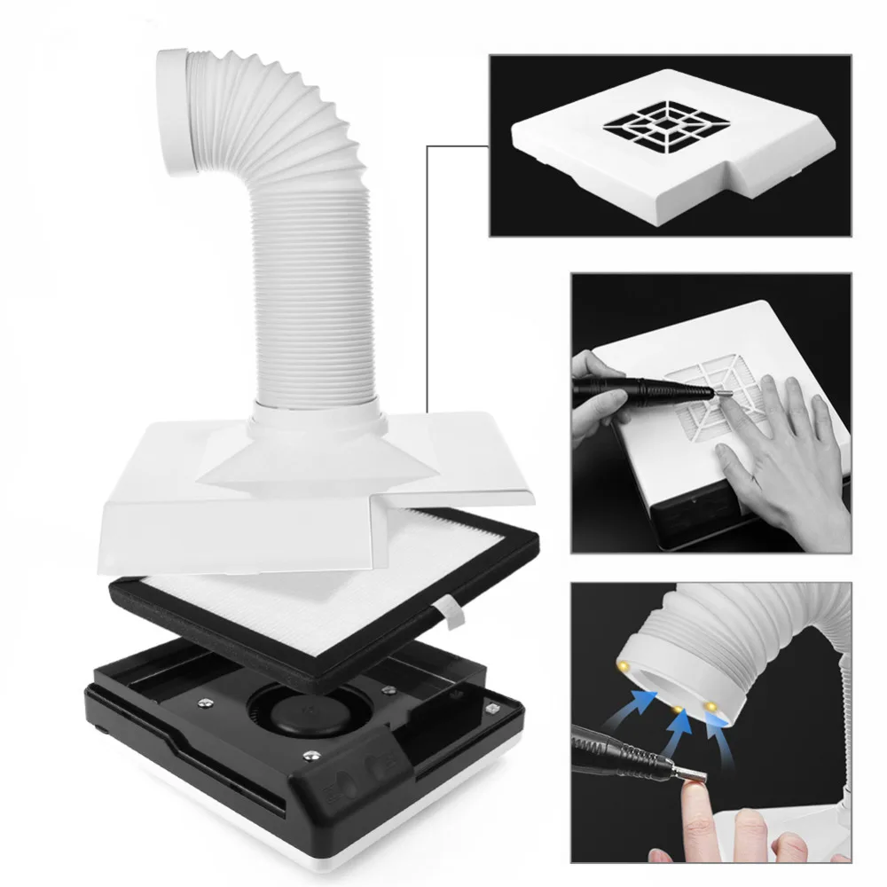 

360 Degree 60W Nail Vacuum Cleaner 3 LED Dual-use Desktop Strong Vacuum Cleaner DIY Nail Dust Collector Suction Dust Cleaner