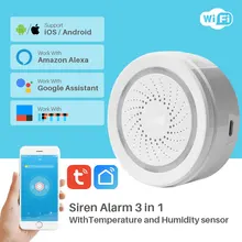 Умный WiFi USB сирена 3 в 1 сирена Рог с датчиком температуры и влажности приложение уведомления Workes с Alexa Google Home