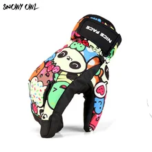 Разноцветные зимние профессиональные перчатки для сноуборда с рисунками из мультфильмов, ветрозащитные водонепроницаемые лыжные перчатки, уличные теплые зимние перчатки 75