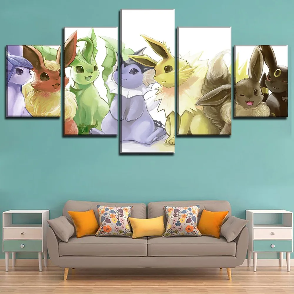 Pokemon Animation Wall Art Modular Framework 5 Panel Poster