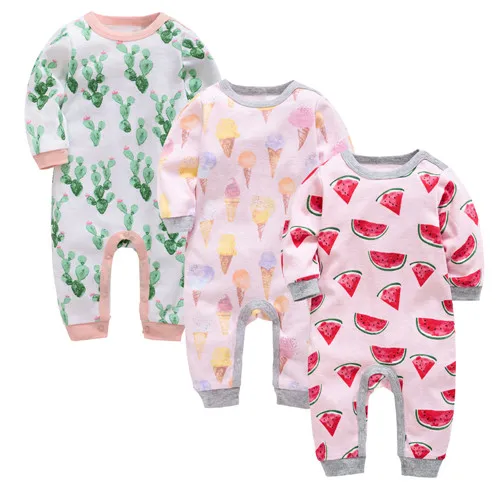 Коллекция года, 2 3 шт./партия, одежда для маленьких девочек и мальчиков осенне-весенний хлопковый комбинезон с длинными рукавами, пижама с рисунком для новорожденных от 0 до 3 месяцев - Цвет: 606162