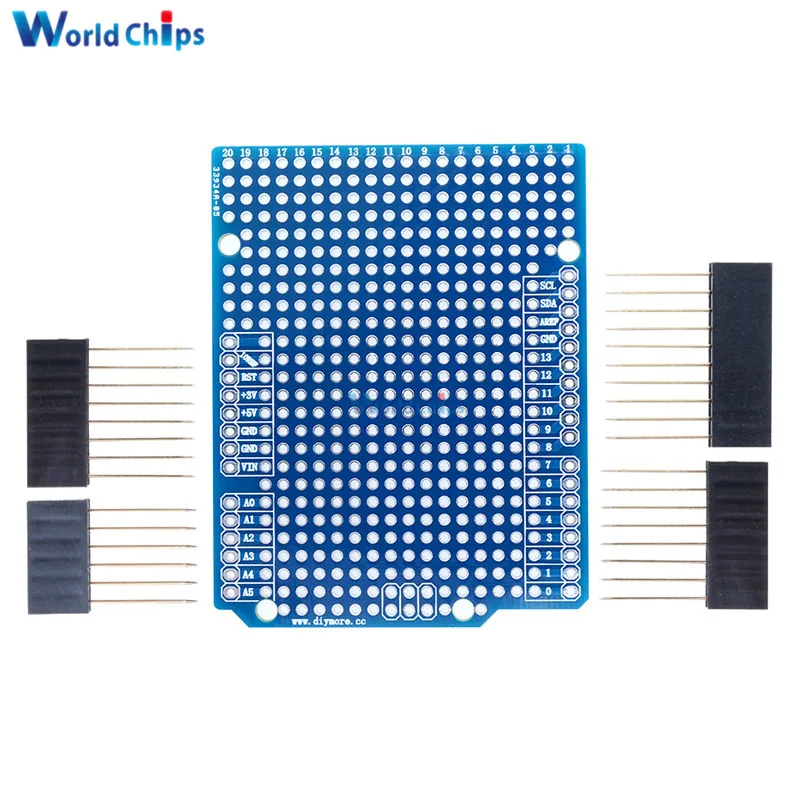 

Prototype PCB Expansion Board For Arduino ATMEGA328P UNO R3 Shield FR-4 Fiber PCB Breadboard 2mm 2.54mm Pitch With Pins DIY One