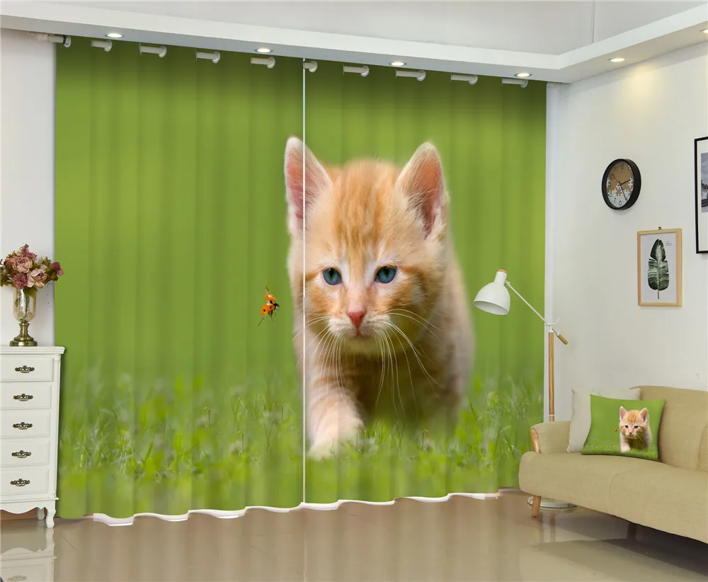 Роскошные занавески с принтом s Cat затемняющие 3D для гостиной детской спальни