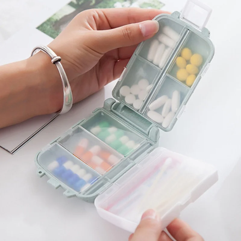 

Pill Box Mini Grids Medicine Tablet Week Pillbox Case Container Organizer Health Care Drug Travel Divider Portable Blue Tool