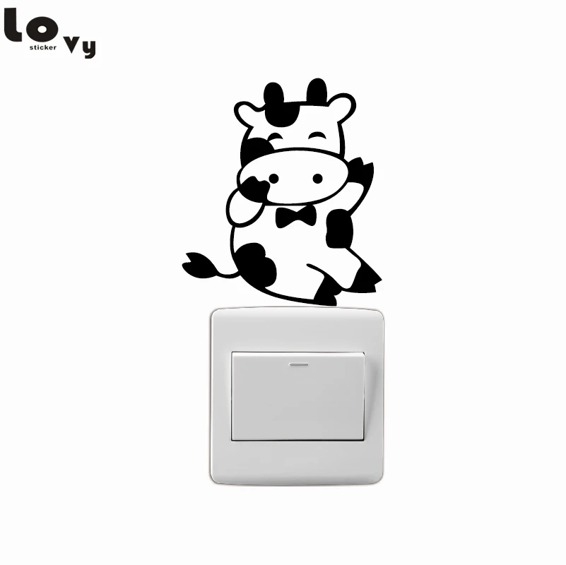 Sticker decal wall fridge children room animal decorate cow black white